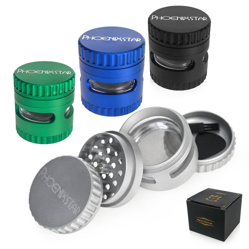 PHOENIXSTAR GRIPPED 4-PIECE GRINDER WITH WINDOW-PGR39