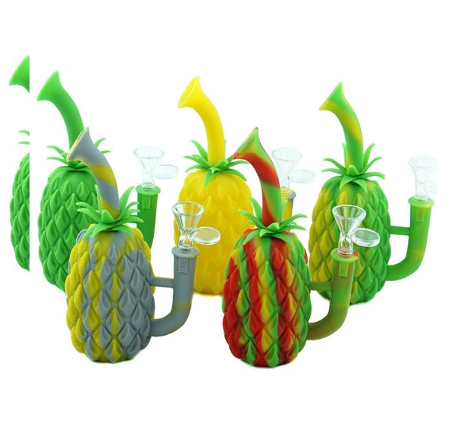 SILICONE BONG PIPE SG-27 MIXED COLORS WITH GLASS BOWL 180X70MM