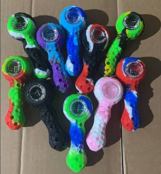 SILICONE HAND PIPES SP-09- MIXED COLORS-RANDOMLY SHIPPED