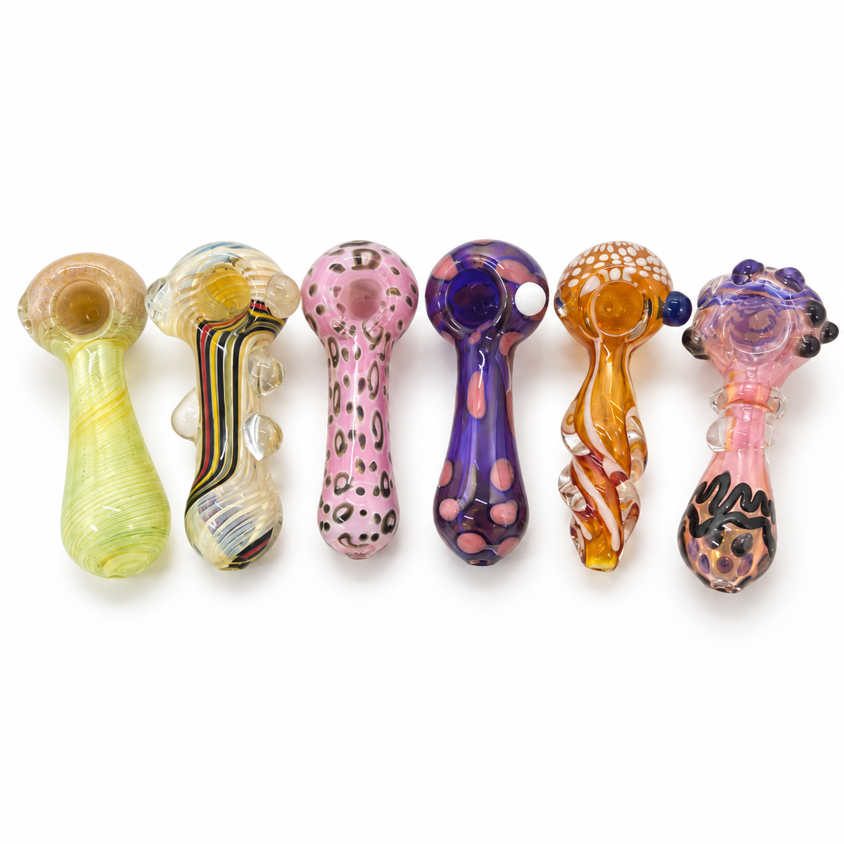 ASSORTED GLASS HAND PIPES-3 INCHES-4 INCHES-5 INCHES-6 CT