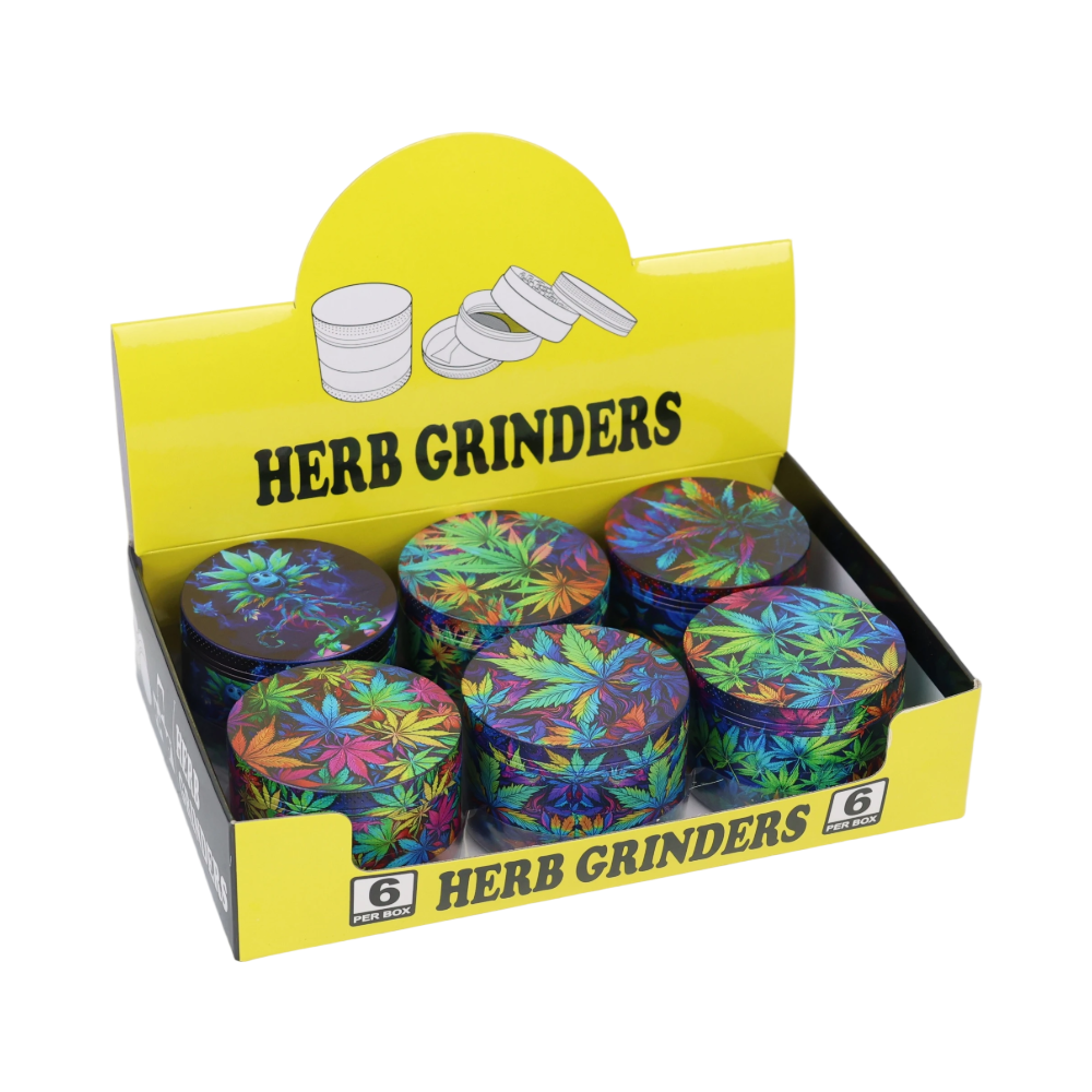 LEAF GRINDER FE-09 SIZE 63MM MIXED COLOR/BOX 6PCS/DISPLAY