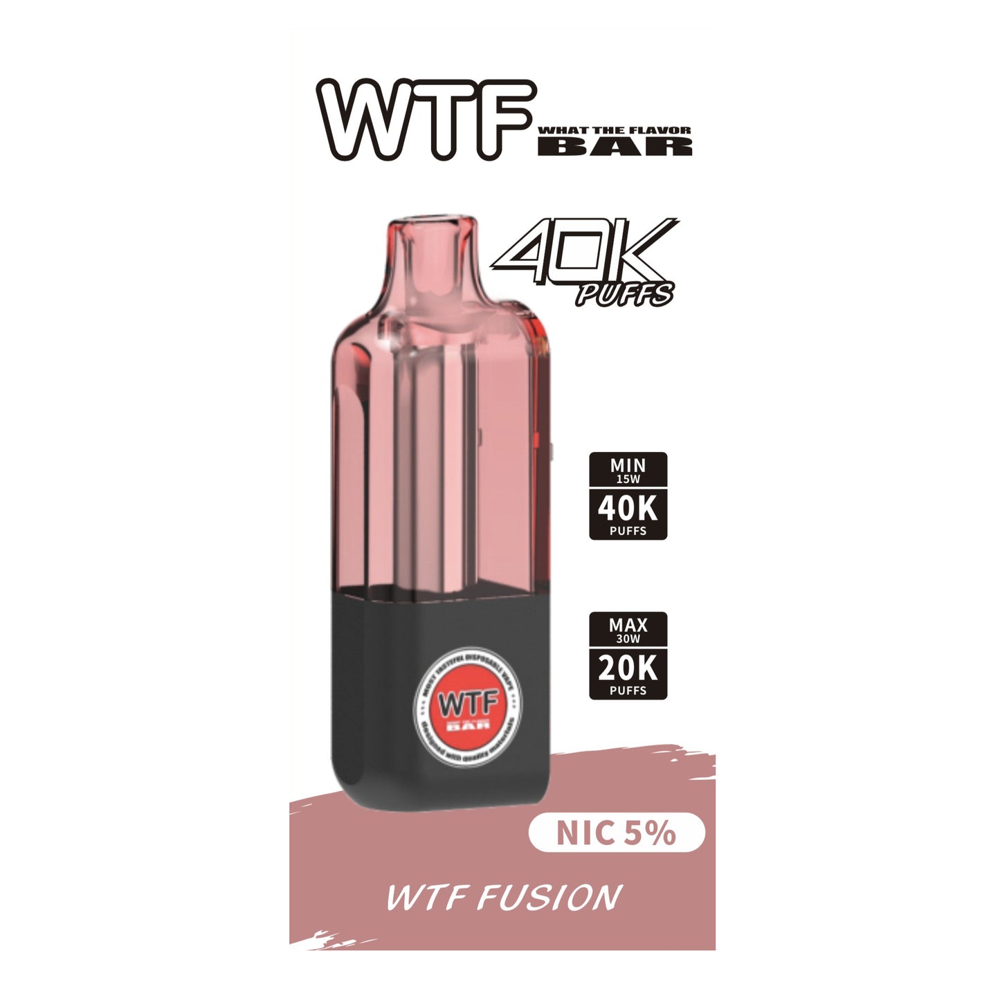 WTF BAR (POD)40000 PUFFS 5% NIC 10CT/DISPLAY
