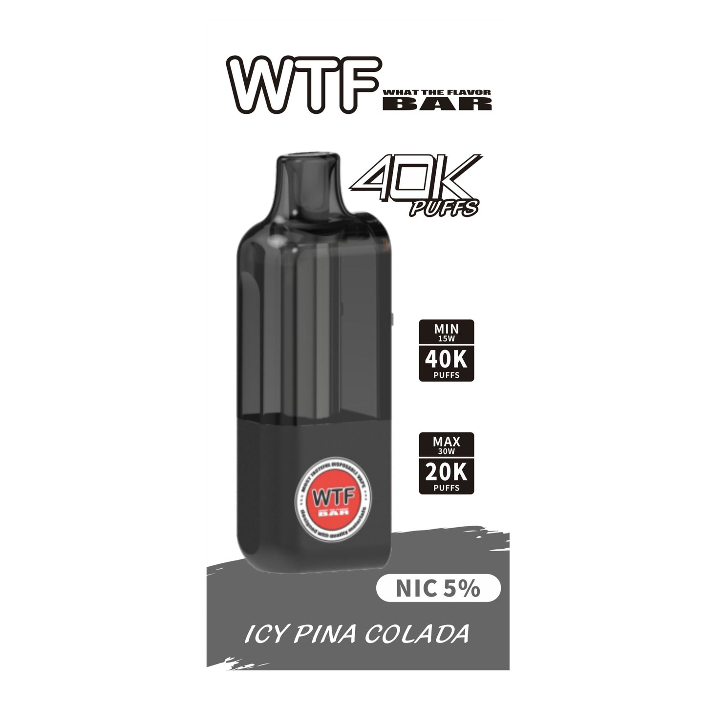 WTF BAR (POD)40000 PUFFS 5% NIC 10CT/DISPLAY