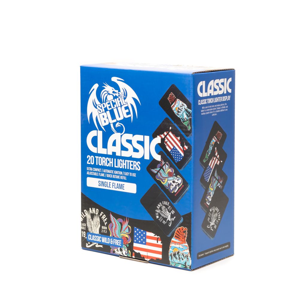SPECIAL BLUE-CLASSIC RUBBER WILD AND FREE LIGHTER-20/DISPLAY-FL LT164M