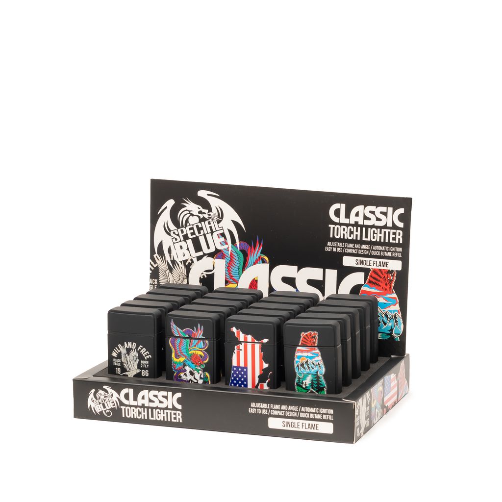SPECIAL BLUE-CLASSIC RUBBER WILD AND FREE LIGHTER-20/DISPLAY-FL LT164M