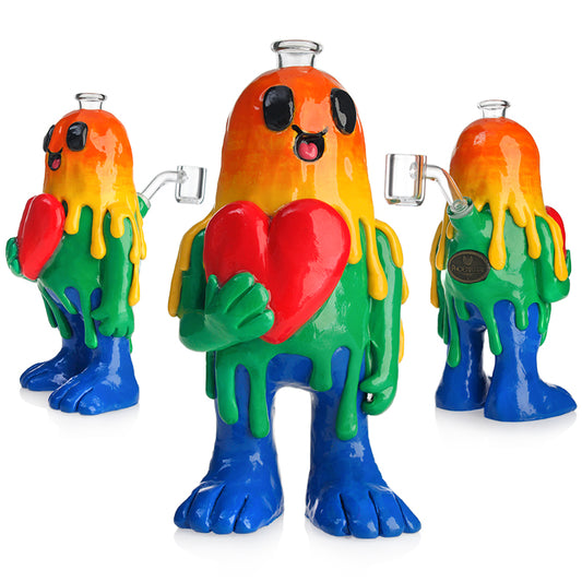 PHOENIXSTAR 3D HAND PAINTED GLASS DAB RIG WITH QUARTZ BANGER-HD369