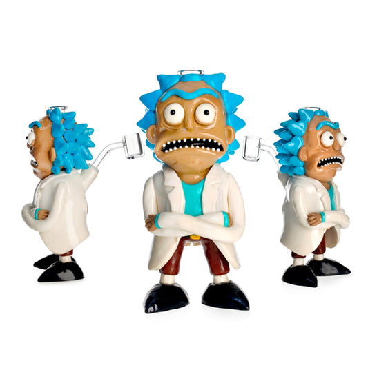 PHOENIXSTAR BONG DESIGN-RICK & MORTY-RICK-8"-WITH 45 DEGREE QUARTZ BANGER-HD374