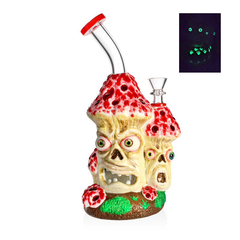 PHOENIXSTAR 3D HAND PAINTED GLOW IN THE DARK BONG WITH HONEYCOMB PERC-HD397