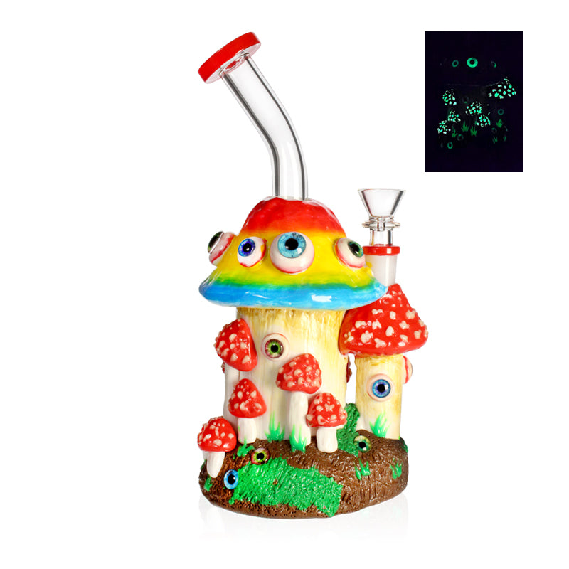 PHOENIXSTAR 3D HAND PAINTED GLOW IN THE DARK BONG WITH HONEYCOMB PERC-HD398