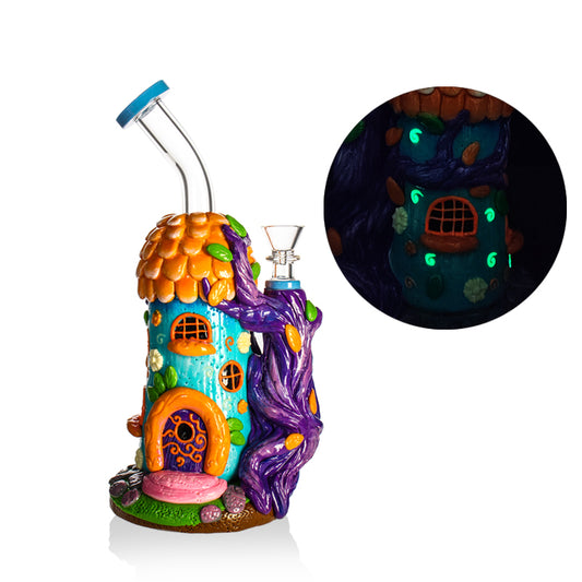 PHOENIXSTAR 3D HAND PAINTED GLOW IN THE DARK BONG WITH HONEYCOMB PERC-HD401