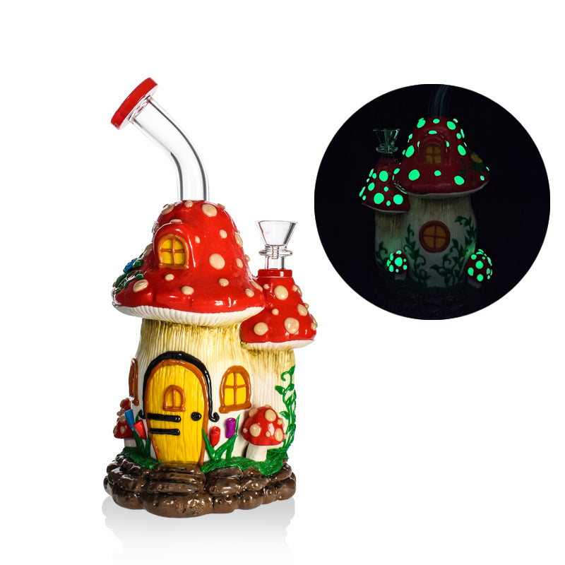 PHOENIXSTAR 3D HAND PAINTING GLOW IN THE DARK BONG WITH HONEYCOMB PERC-HD405
