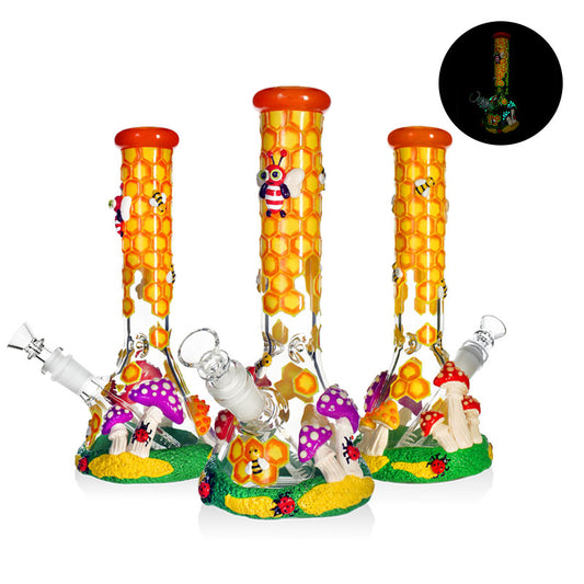 PHOENIXSTAR GLASS BONG-10"-3D HAND PAINTING-GLOW IN DARK-HD424