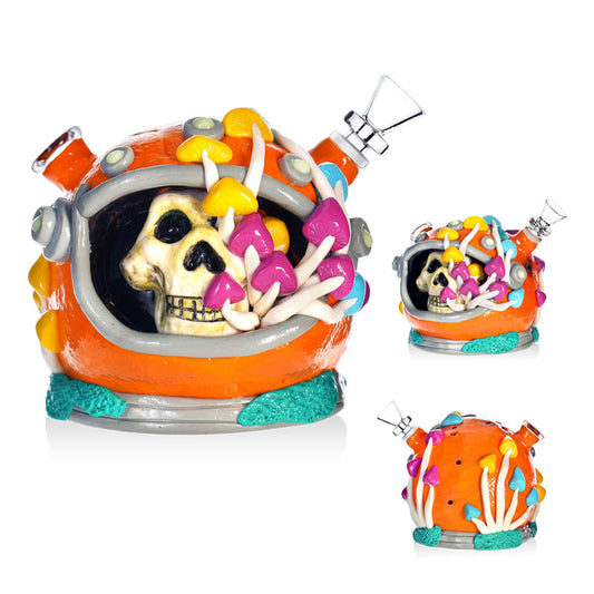 PHOENIXSTAR 4"X5" SKULL BONG-3D HAND PAINTED-GLOW IN THE DARK-HD434