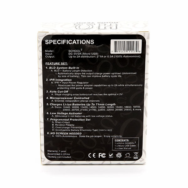 HOHM SCHOOL2A Charger (2 slot charger) SMRP $19.99