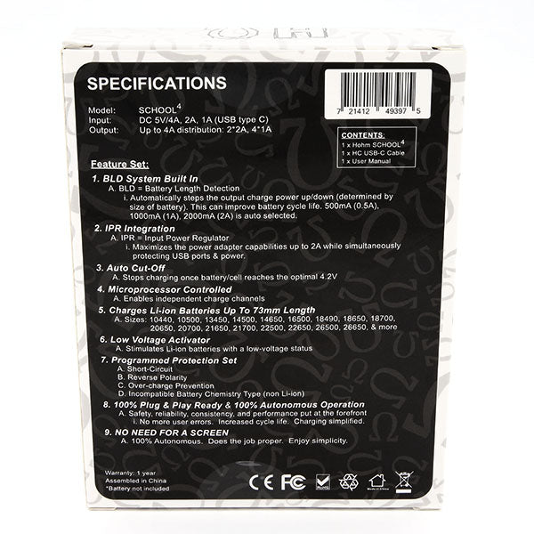 HOHM SCHOOL4A Charger (4 slot charger)