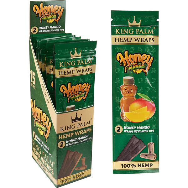 KING PALM HEMP WRAPS-HONEY MANGO-15CT/2PCKS-2614B