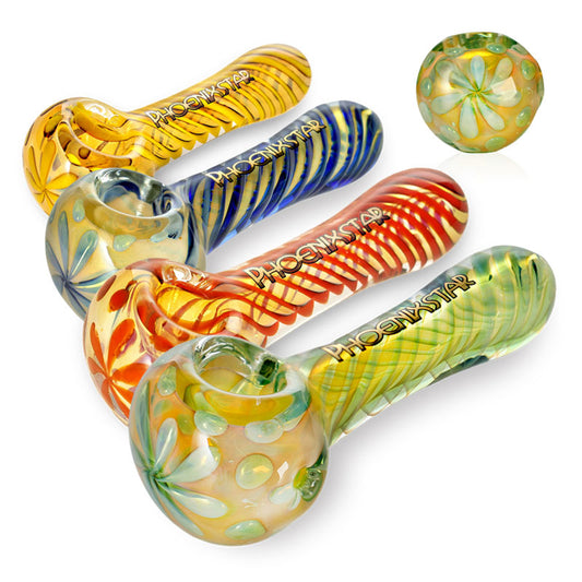 PHOENIXSTAR SILVER FUMED AMERICAN COLOR ROD GLASS HAND PIPE-PGP124