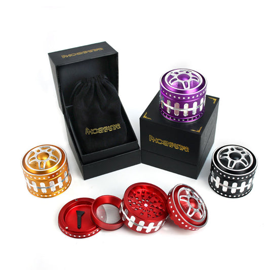 PHOENIXSTAR STAR DESIGN GRINDER-6061 AIRCRAFT ALUMINUM-2.4"X2"-4-PIECE GRINDER-170G-BLACK BAG AND HIGH-END DISPLAY BOX-GIFT BOX-PGR51