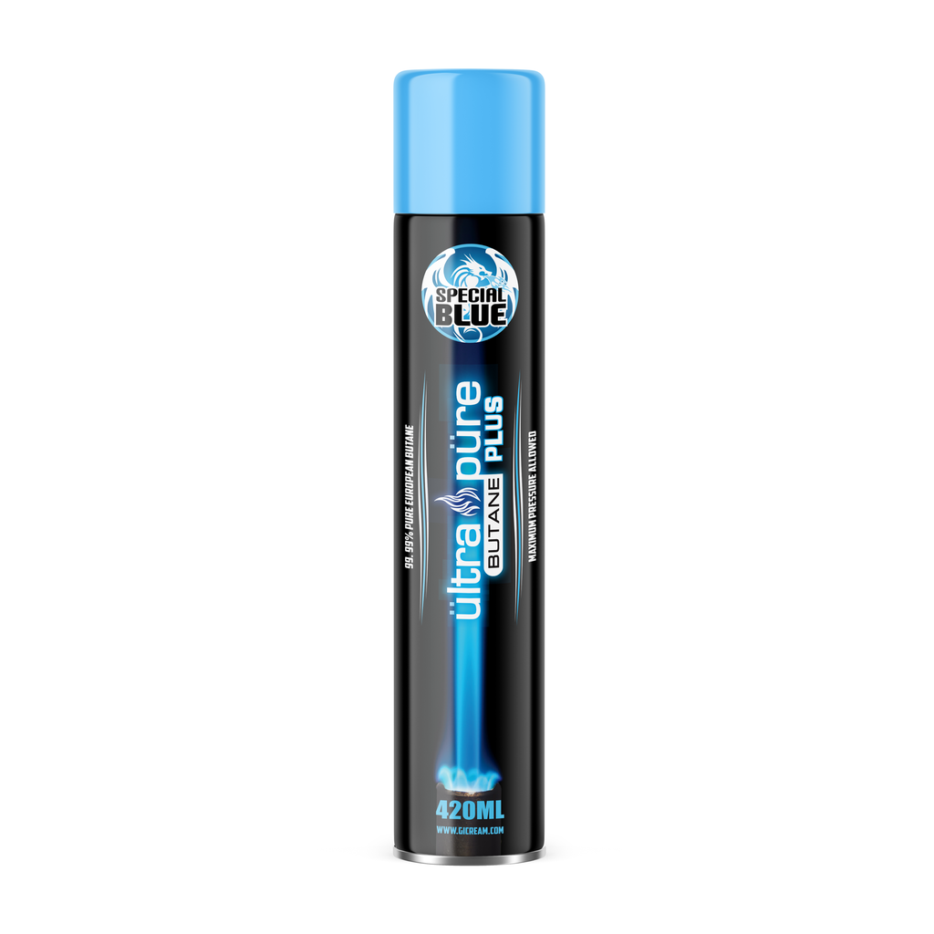 SPECIAL BLUE-ULTRA PURE 420ML BLACK CANS BUTANE WITH METAL TIPS-EUROPEAN ONLY-12 CANS/BOX-FL UP420