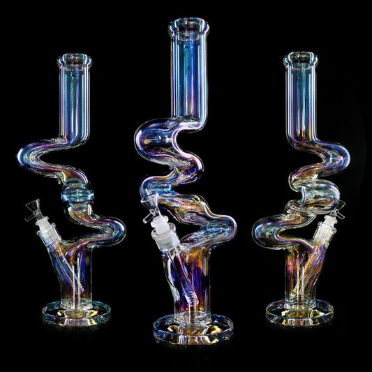 PHOENIXSTAR HOLOGRAPHIC RAINBOW FUMED ZONG GLASS WATER PIPE-WP396