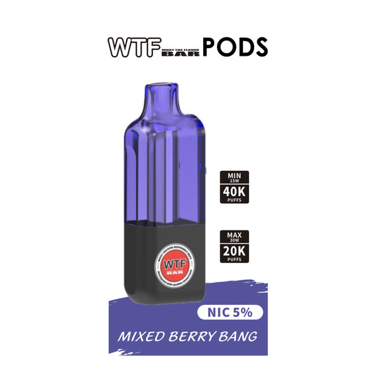 WTF BAR (POD)40000 PUFFS 5% NIC 10CT/DISPLAY