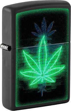 ZIPPO LIGHTER-BLACK LIGHT LEAF-BLACK MATTE-Z46266