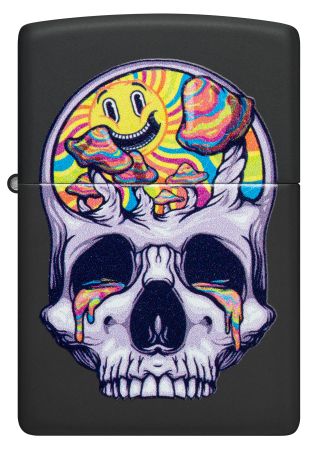 ZIPPO LIGHTER-SKULL BLACK LIGHT BLACK MATTE-Z48737