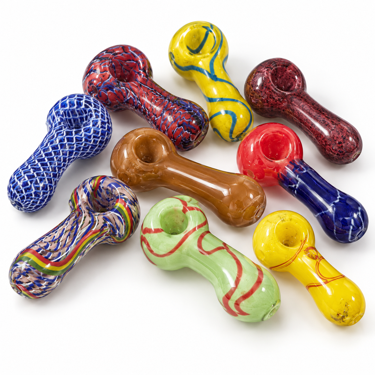 ASSORTED GLASS HAND PIPES-3 INCHES-4 INCHES-5 INCHES-6 CT