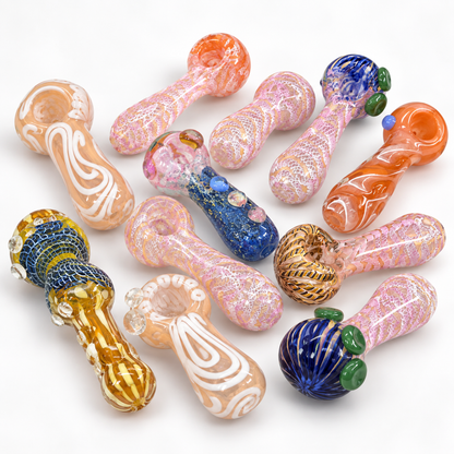 ASSORTED GLASS HAND PIPES-3 INCHES-4 INCHES-5 INCHES-6 CT