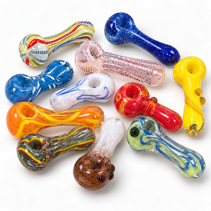 ASSORTED GLASS HAND PIPES-3 INCHES-4 INCHES-5 INCHES-6 CT